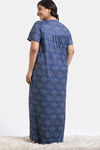 Zivame True Curv Mod Magic Knit Cotton Mid Length Nightdress - Blue Depth — thumbnail 4